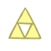 A scene divider representing the Triforce. All three of the triangles are filled up in yellow.