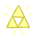 A scene divider representing the Triforce. All three of the triangles are filled up in yellow. The yellow is brighter than the previous Triforces, and rays of yellow light are emanating from it.