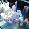 various candles and flowers laid out together