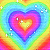 a sparklign glowing layered rainbow heart