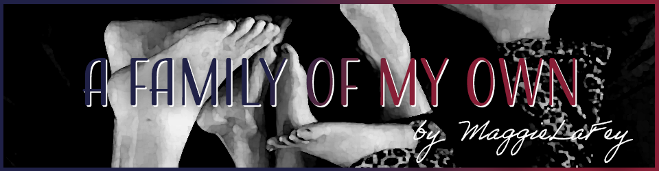 The feet of four pajamas-wearing people gently touching
