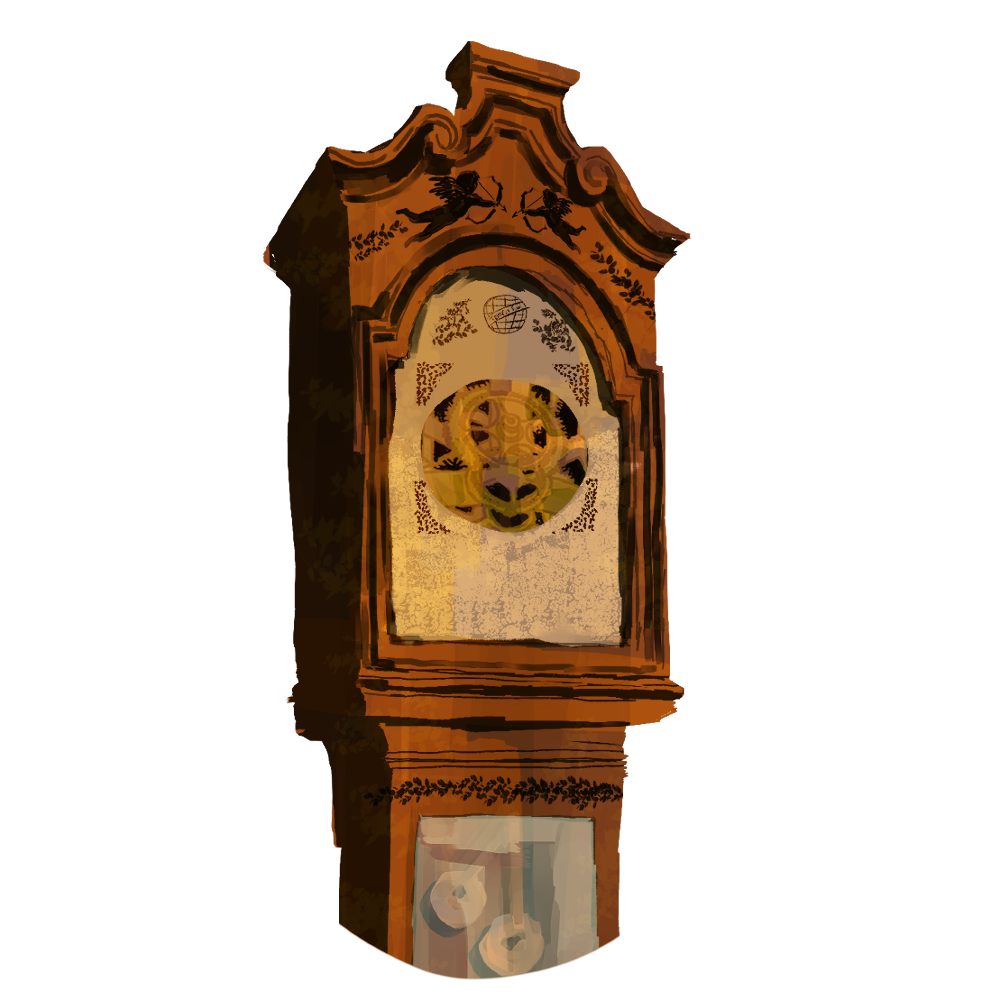 Chapter header art: a grandfather clock which is missing its face