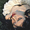 aesthetic photo of a model from upside down and glaring
