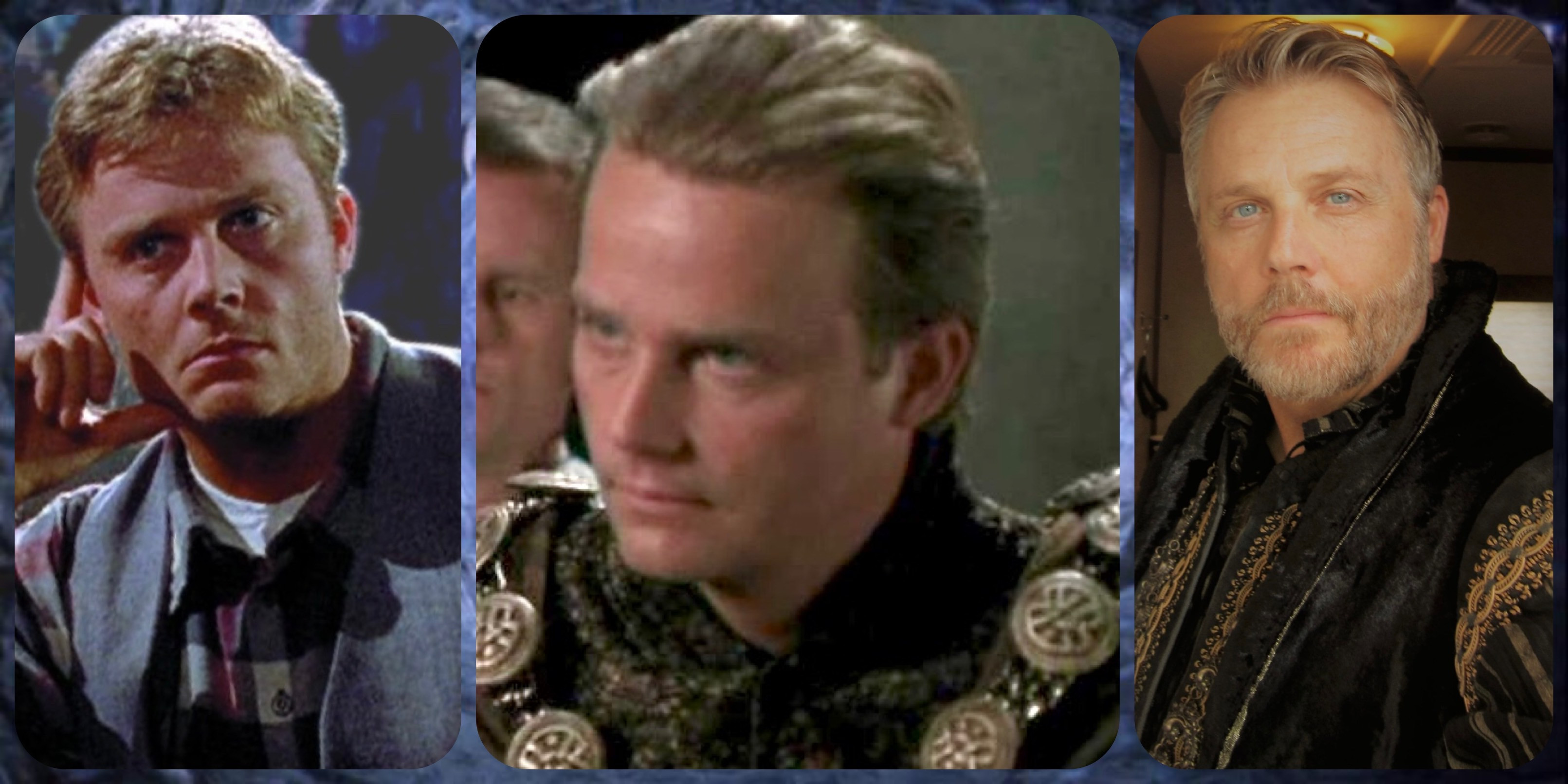 three images of Caucasian male with straight, blonde hair, light blue eyes