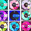 multiple colorful blank mini discs