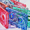 translucent glittery cassette tapes
