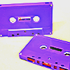 two purple cassette tapes