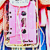 a pink cassette walkman attached to someone's waist