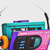 a pastel multi colored cassette walkman