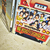 beyooooonds first album jewel case stood upright and open, photo taken from behind at an angle