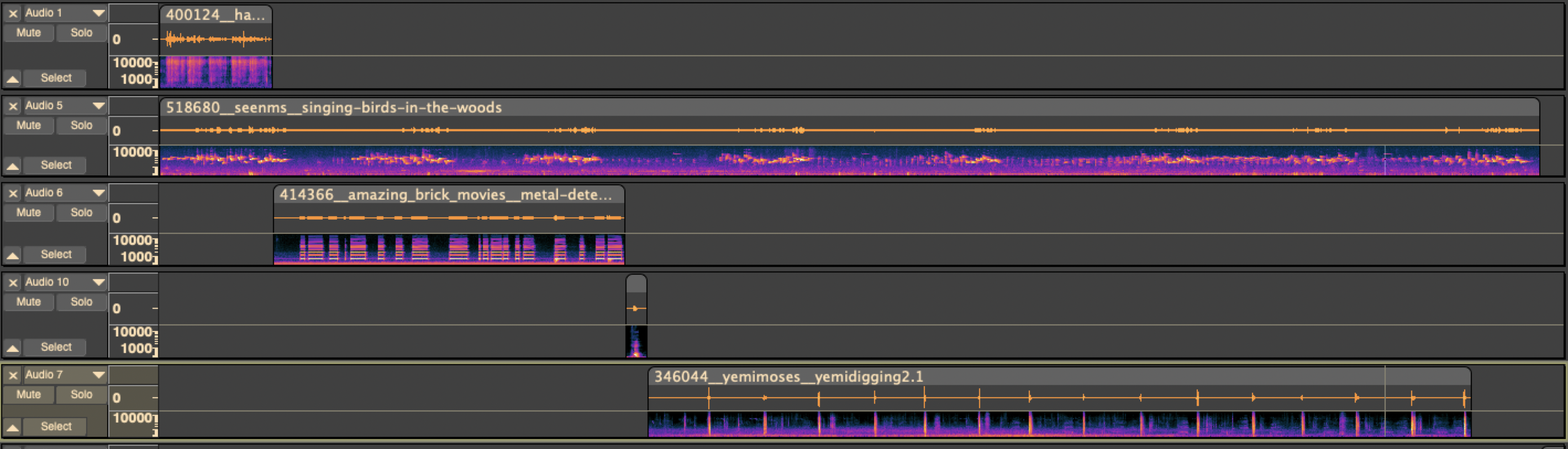 screenshot to show timing and overlap with bird song