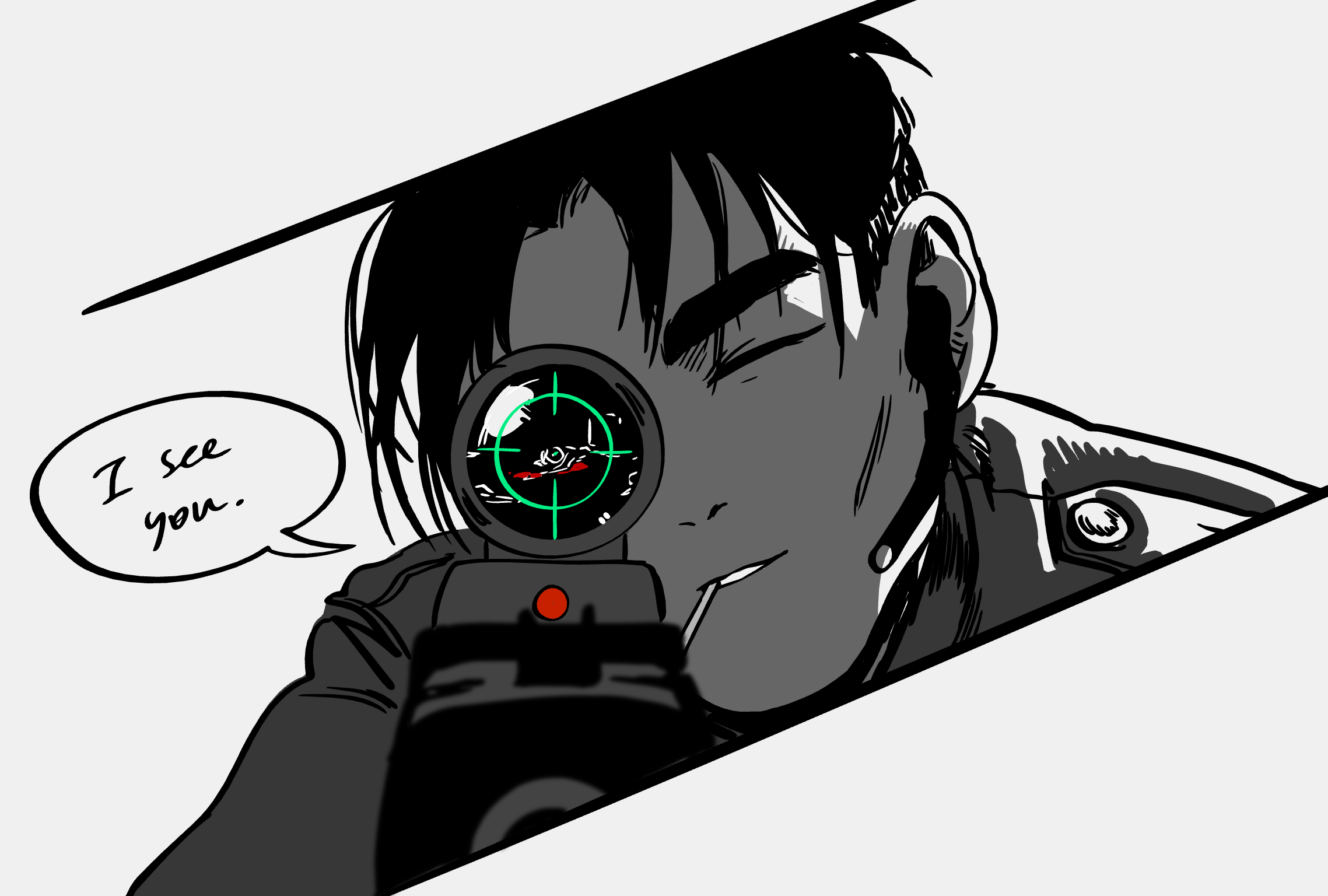 Sniper Zhou Zishu saying, "I see you," by MT.