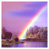 rainbow over lake