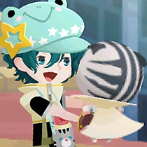 Mint as a keykid holding Chirithy up and grinning at them.