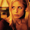 close-up of actress Sarah Michelle Gellar as Buffy Summers with yellow color filter