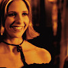 close-up of actress Sarah Michelle Gellar as Buffy Summers with yellow color filter
