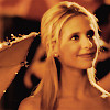 close-up of actress Sarah Michelle Gellar as Buffy Summers with yellow color filter