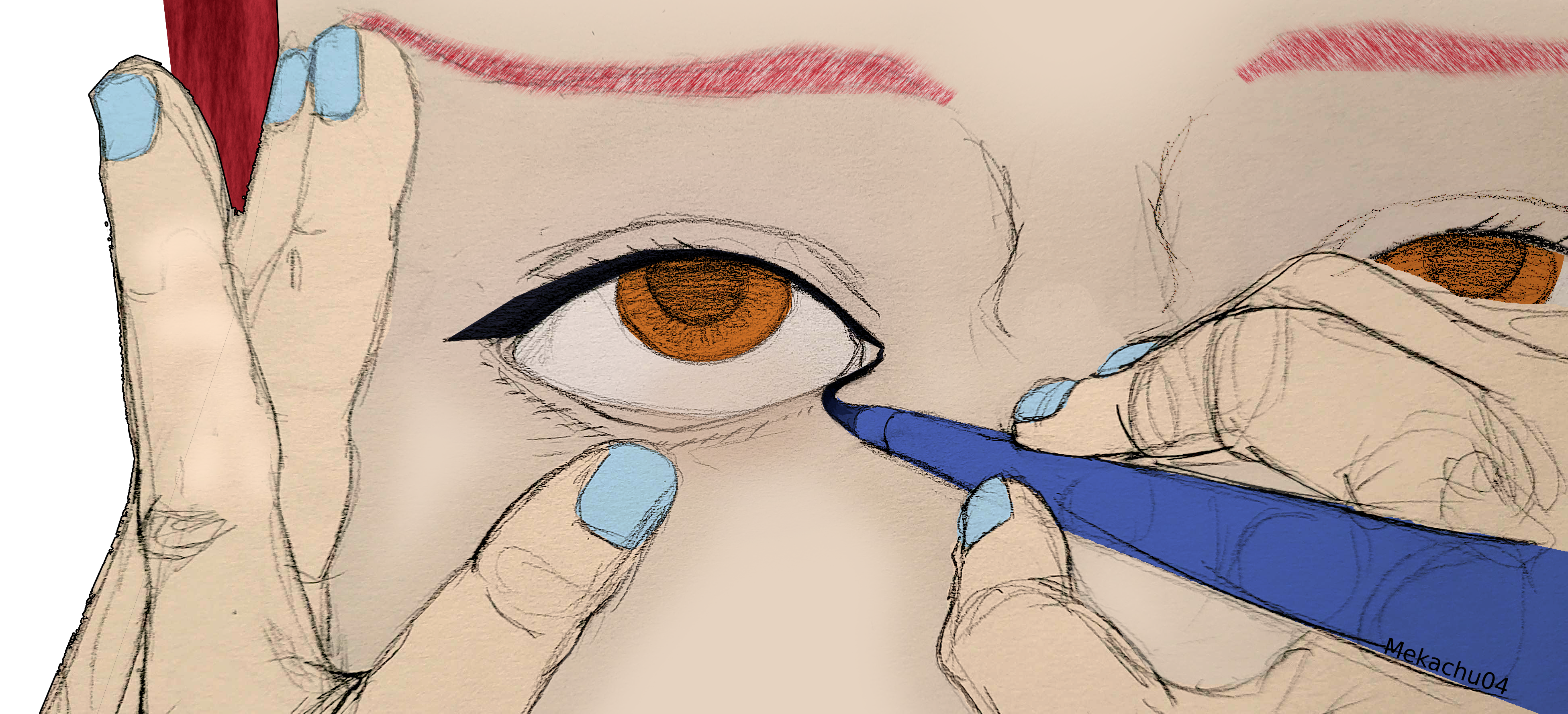 Kidd sat still, looking up at the ceiling as Killer carefully painted black lines around his lashes, pulling the brush across the delicate skin around his eyes.