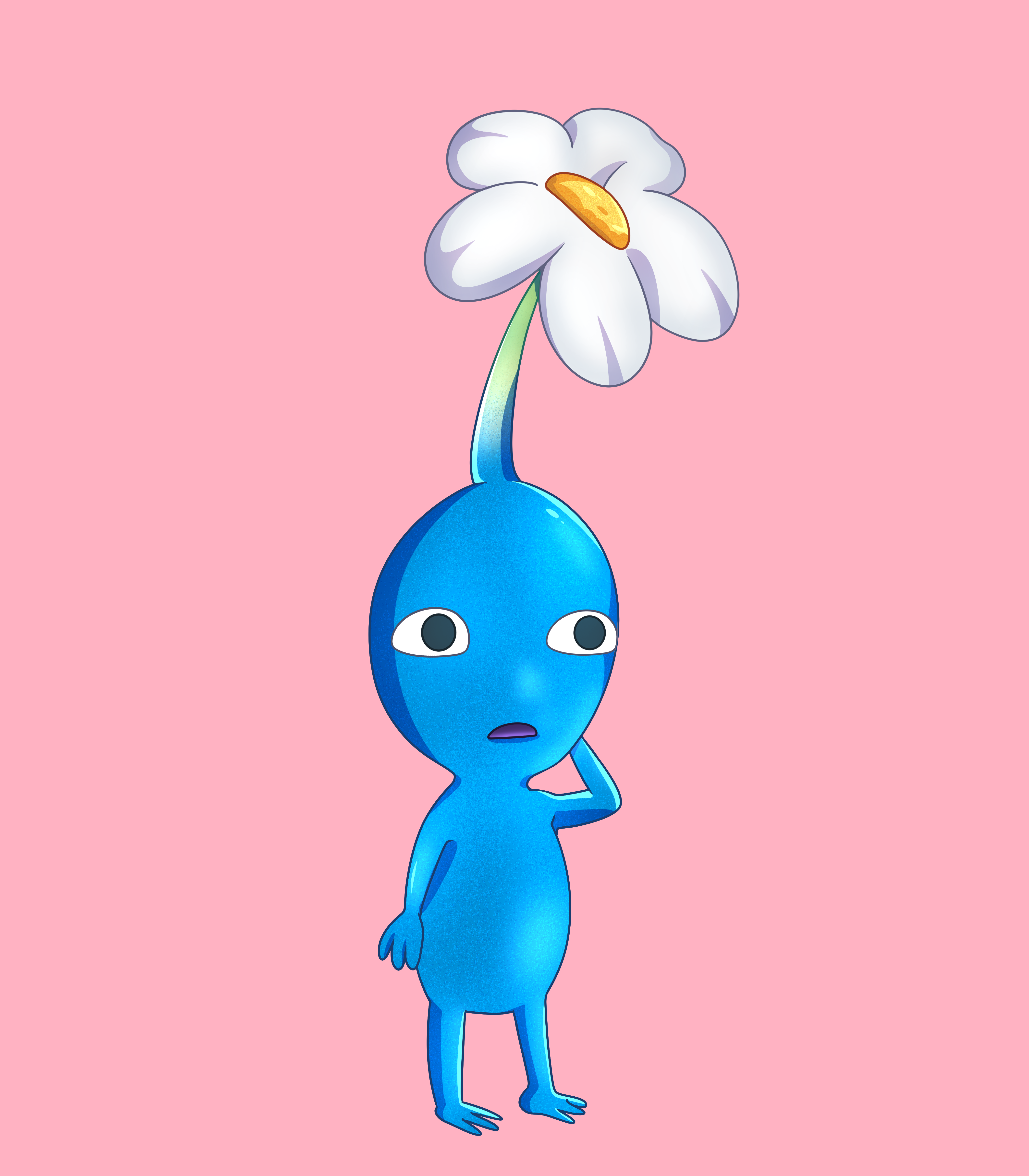 Pikmin Bleu avec couleur de fond.