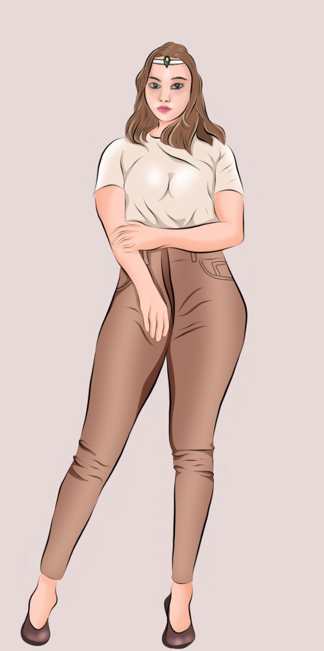 Full body drawing of Alana. She's buffed.