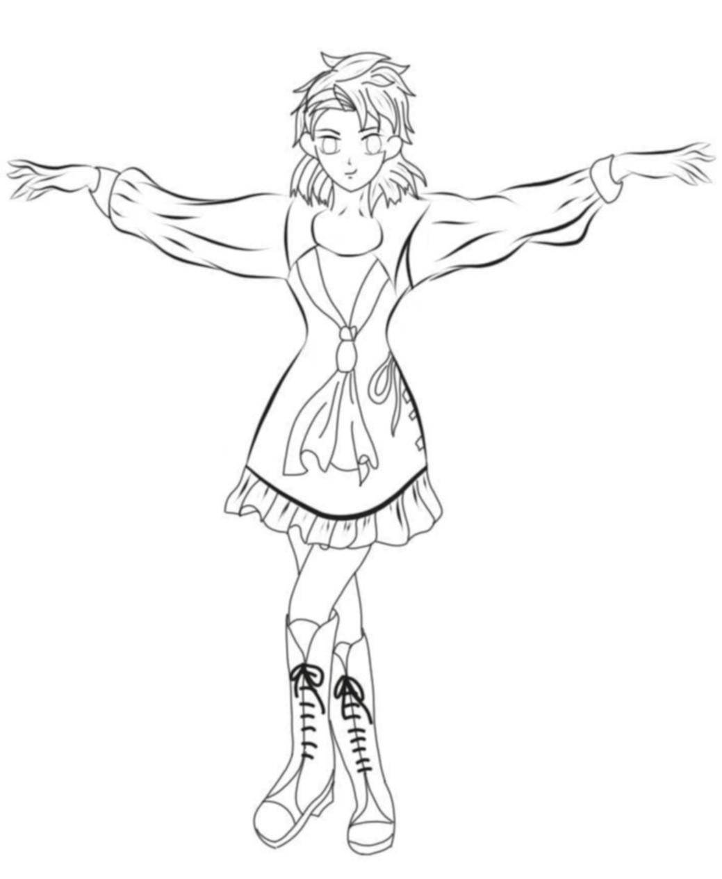 Carrie School Uniform in Line Art.