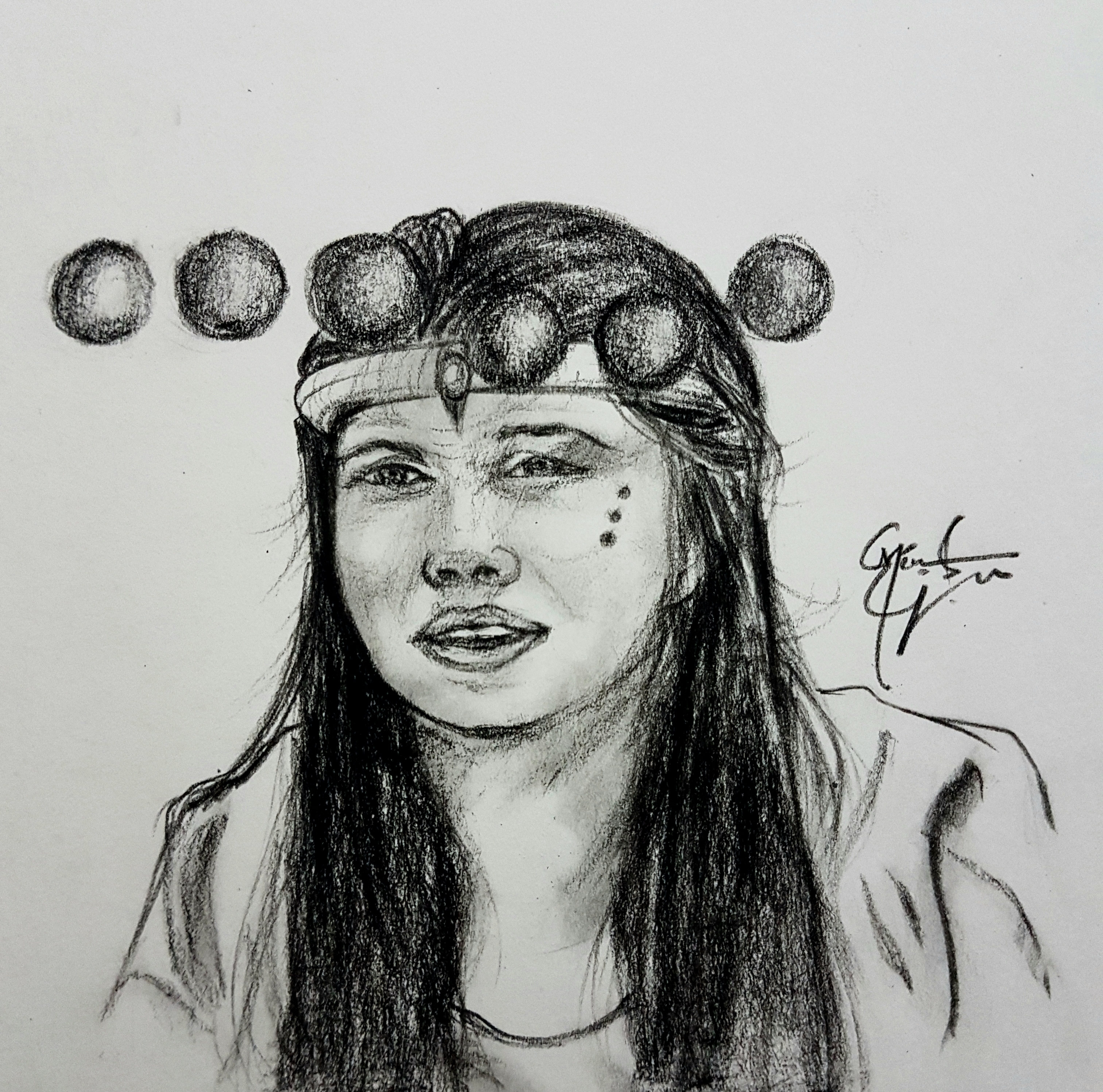 Alana in charcoal with her Transducer.