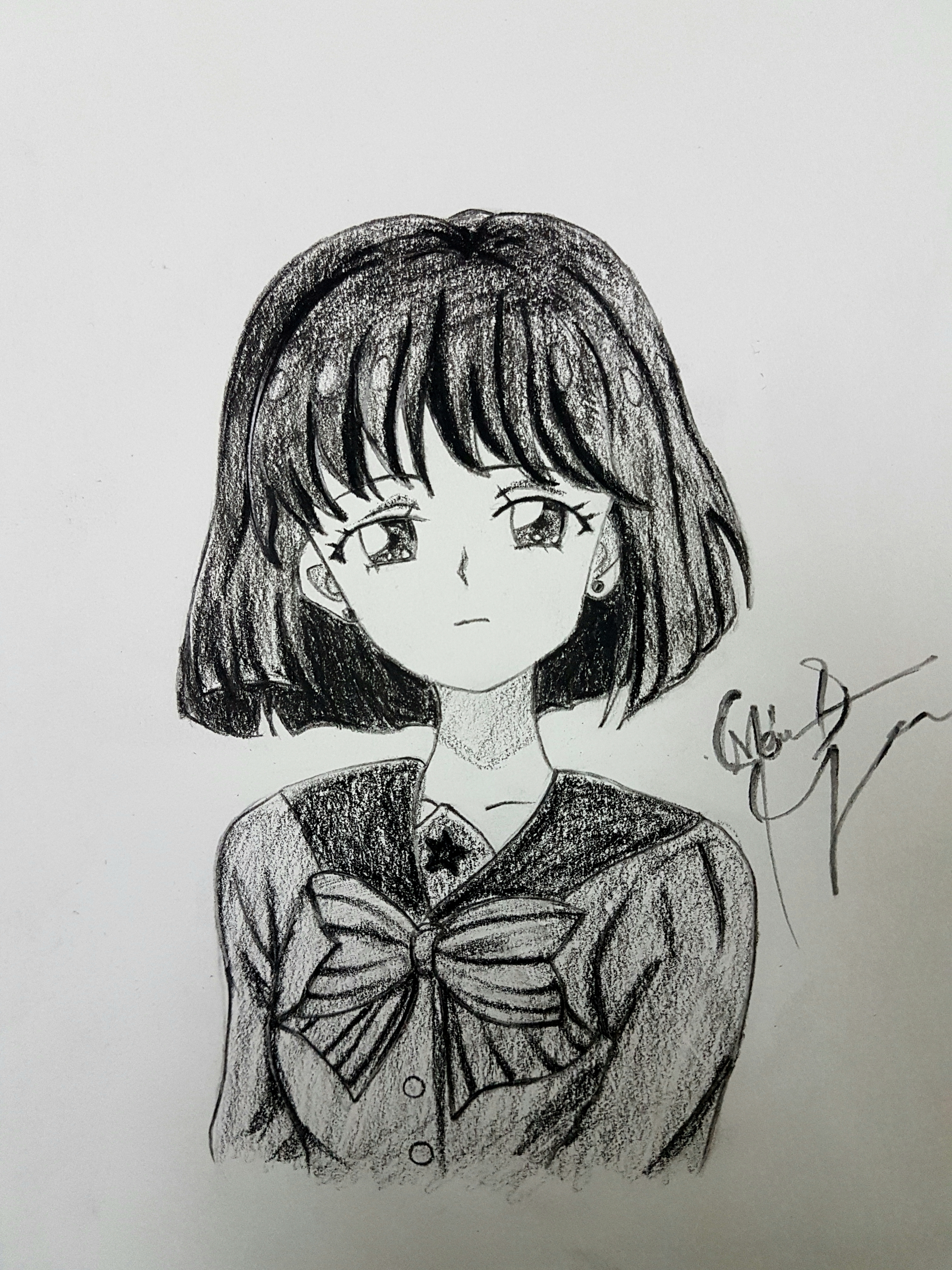 Hotaru Tomoe Charcoal Drawing