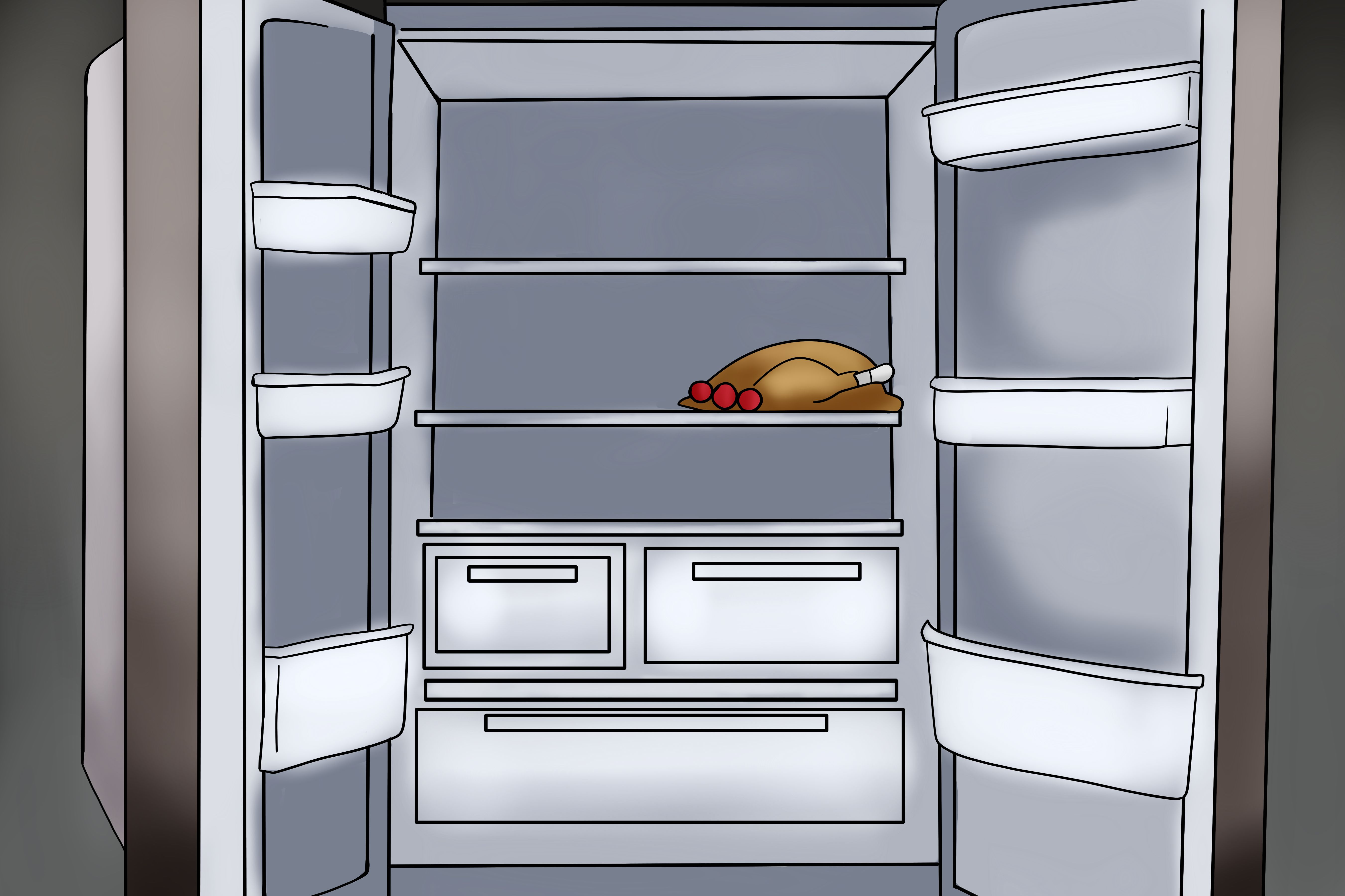 fridge with chicken