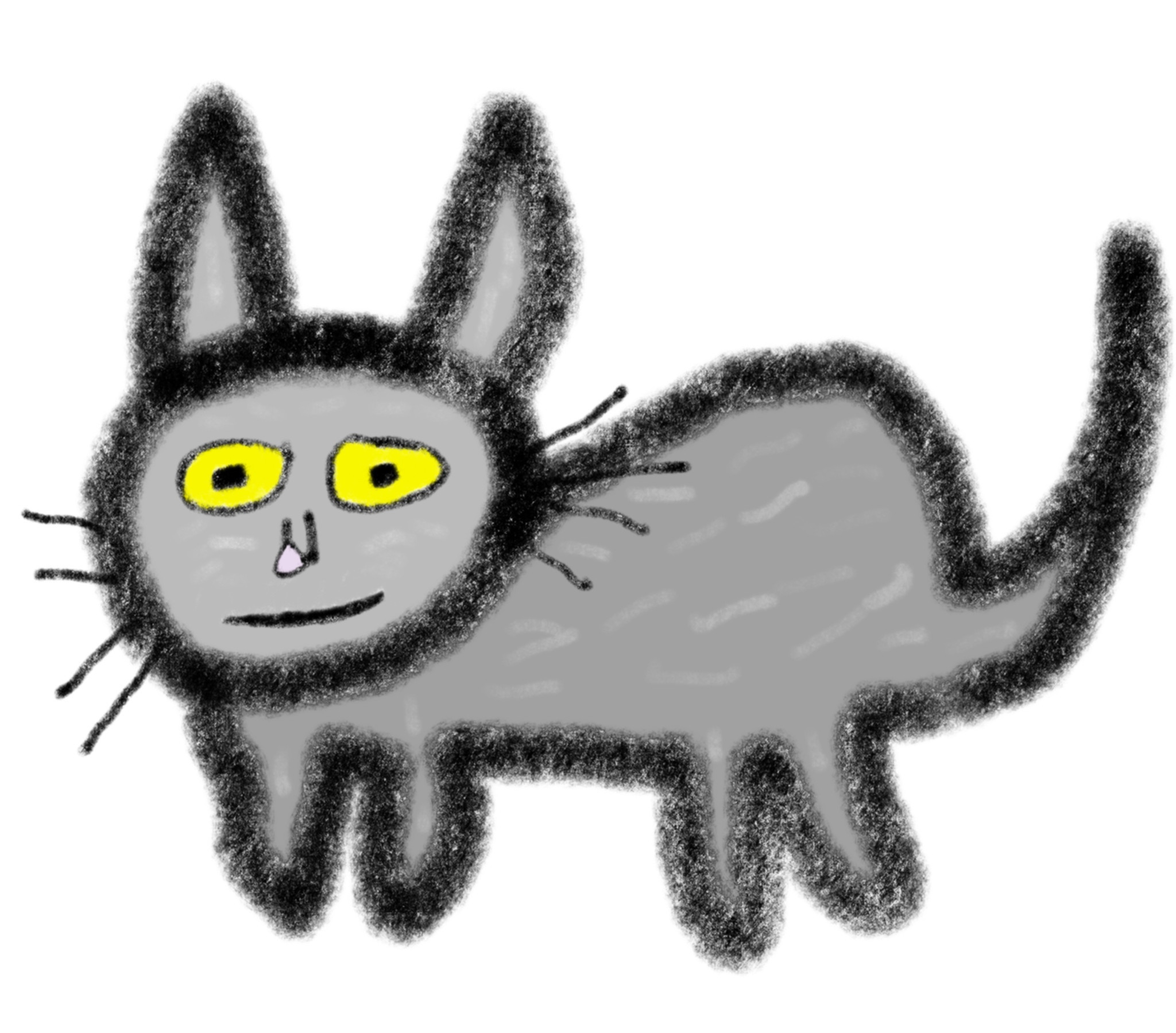 Drawing of a cute gray cat