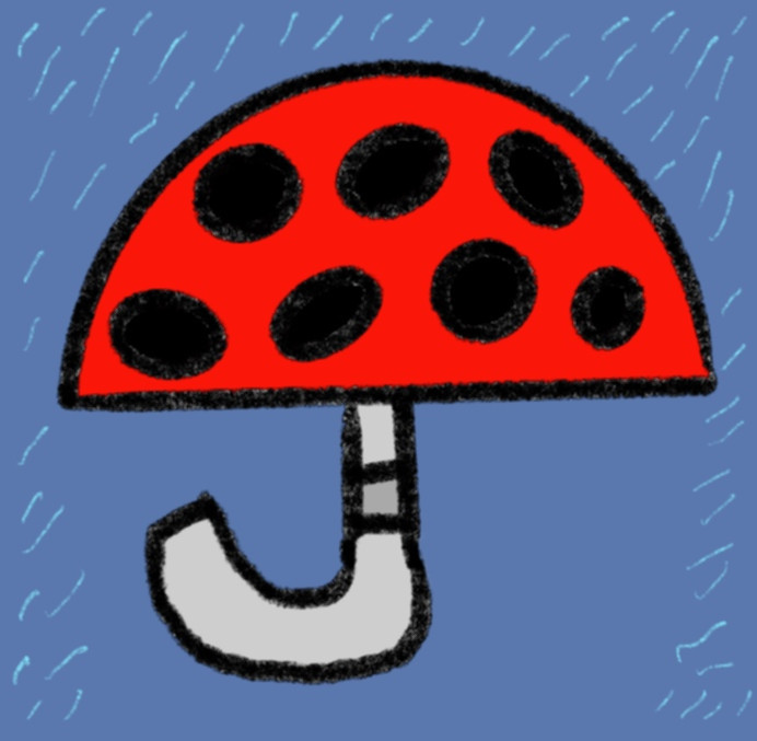 Un dessin d’un parapluie style coccinelle. Fait par moi avec Procreate. 