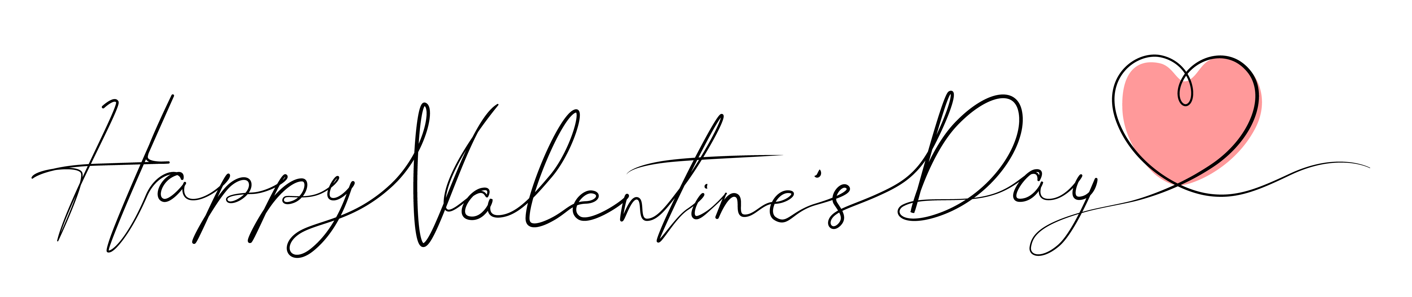 One Line Happy Valentine's Day with heart