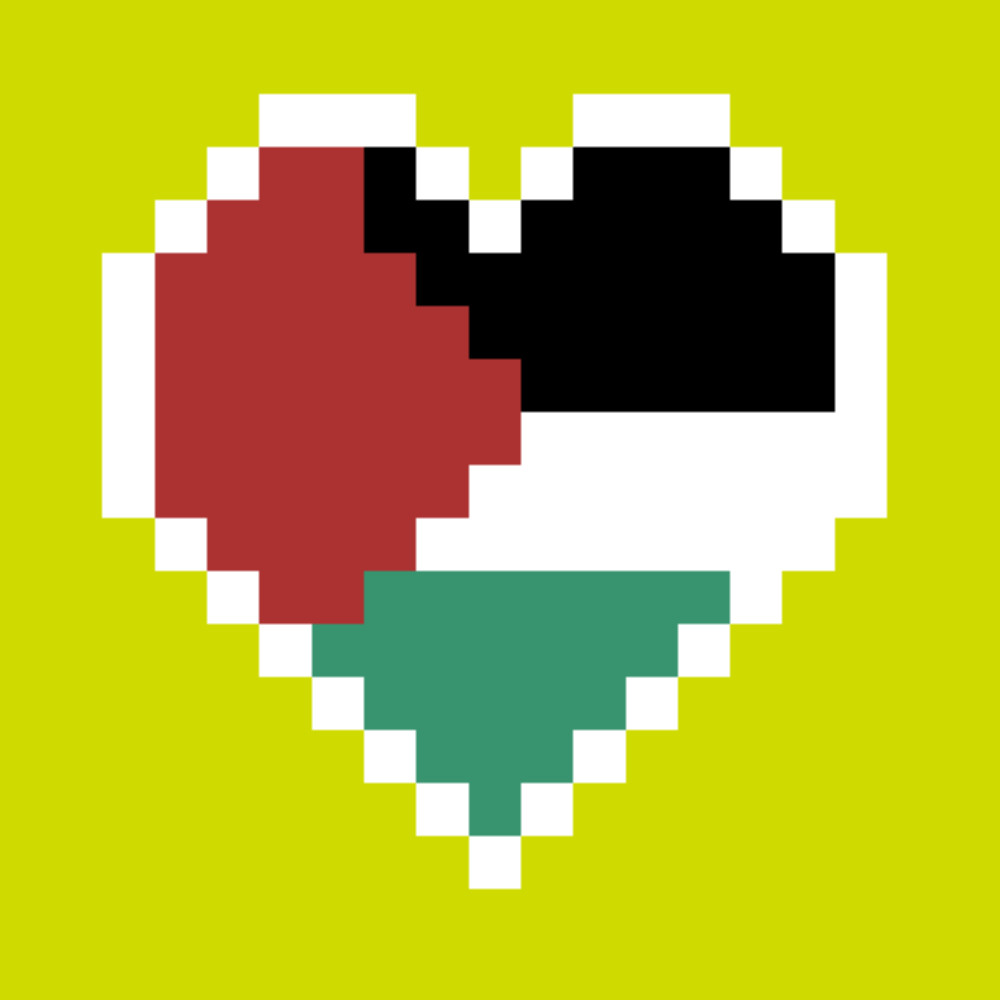 Coeur drapeau Palestine avec une couleur de fond.