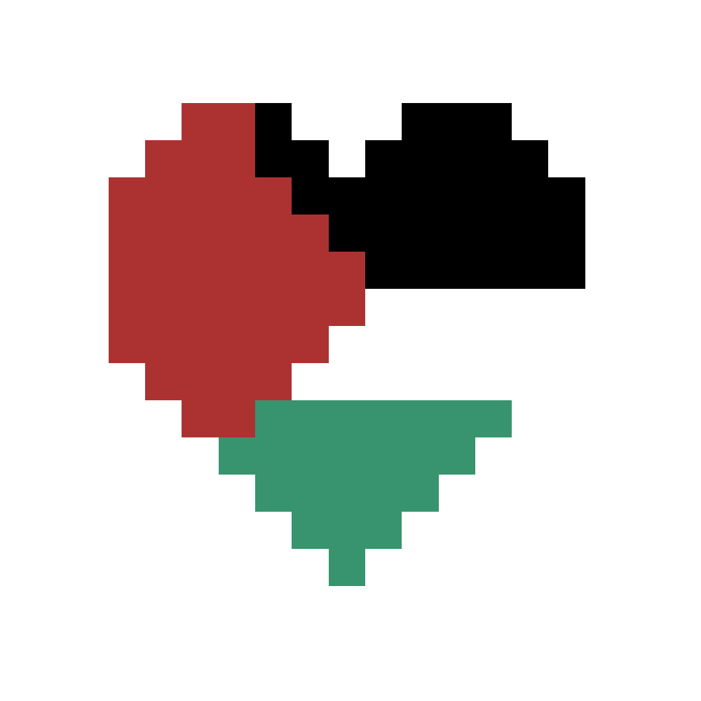 Coeur drapeau Palestine avec transparence.