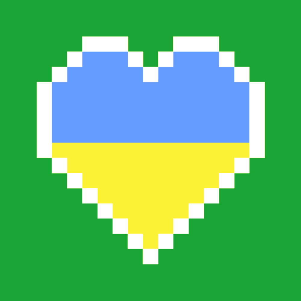 Coeur drapeau Ukraine avec une couleur de fond.