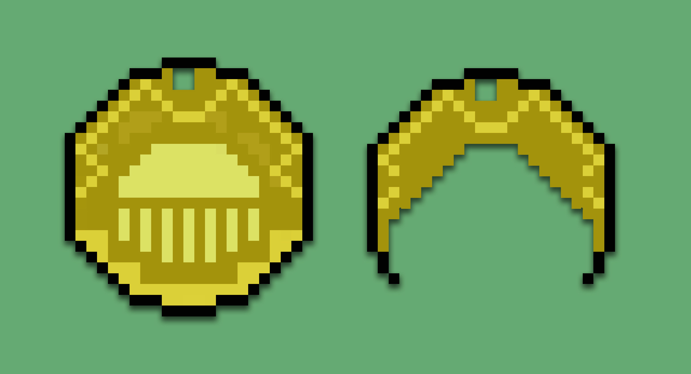 Two Sun Medallions in Pixel Art, Color