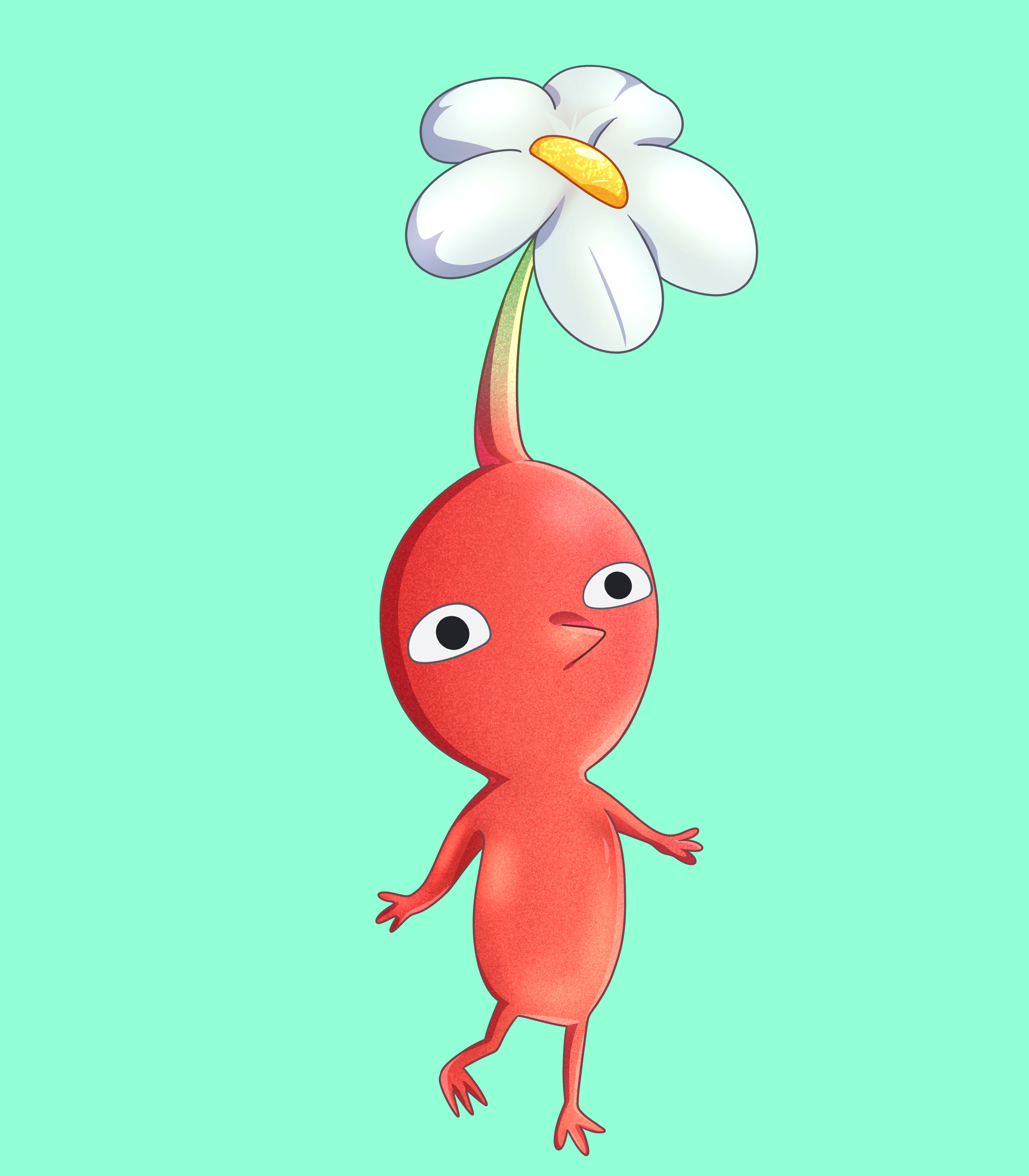 Red Pikmin with background color.