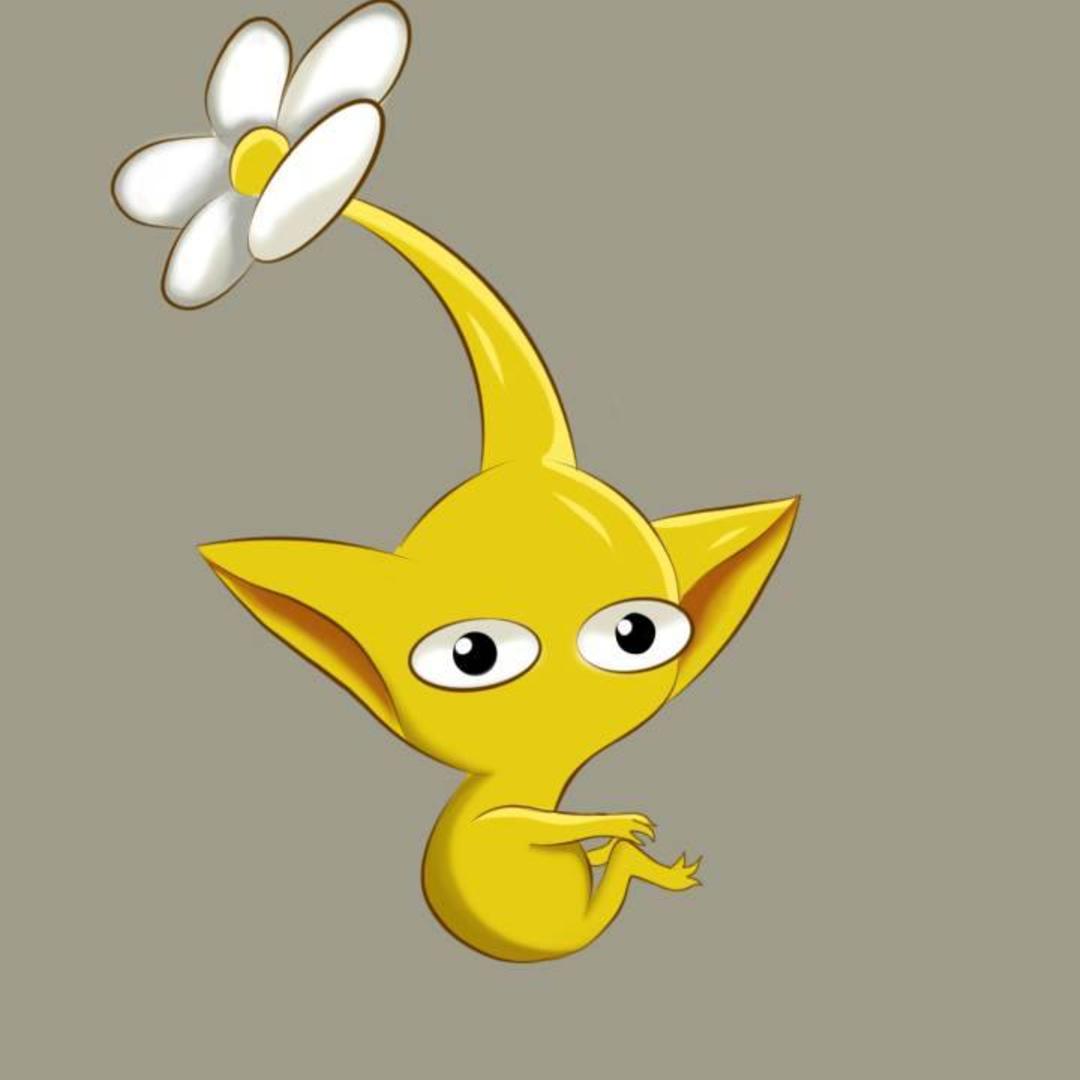 Un mignon Pikmin Jaune assis par @shywizardflower. Dessin commandé. 