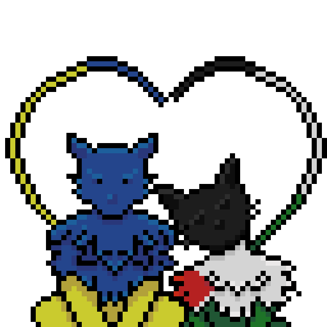 Chats en pixels, aux couleurs de la Palestine et de l'Ukraine.