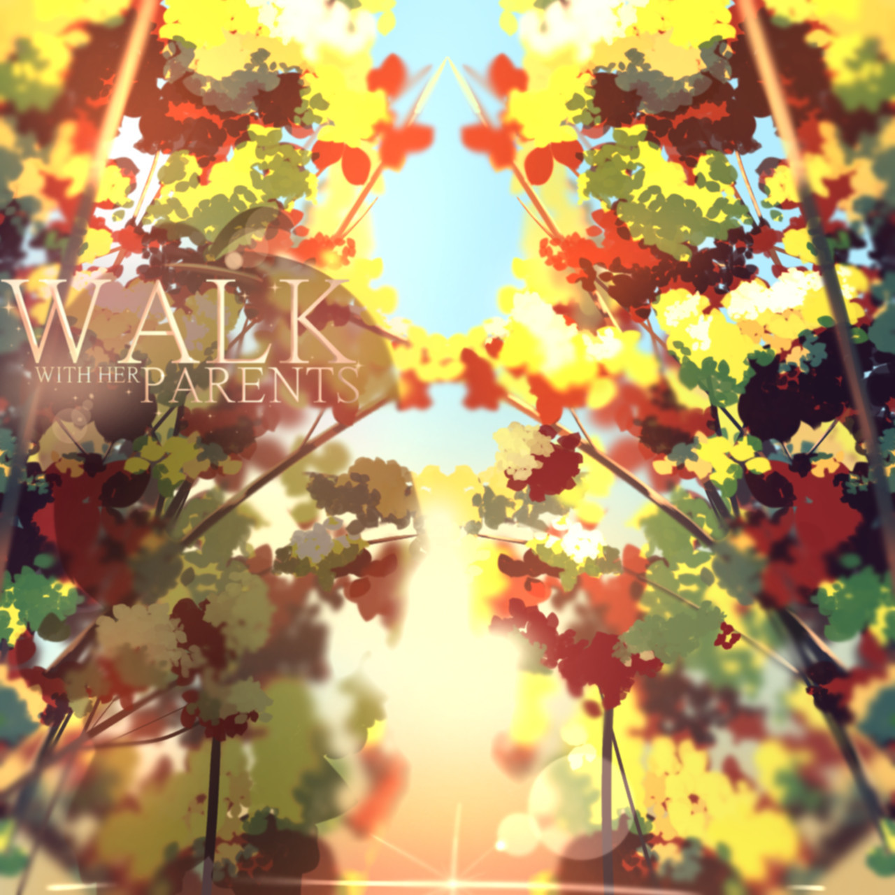 cover art, colorful tree leaves and a path