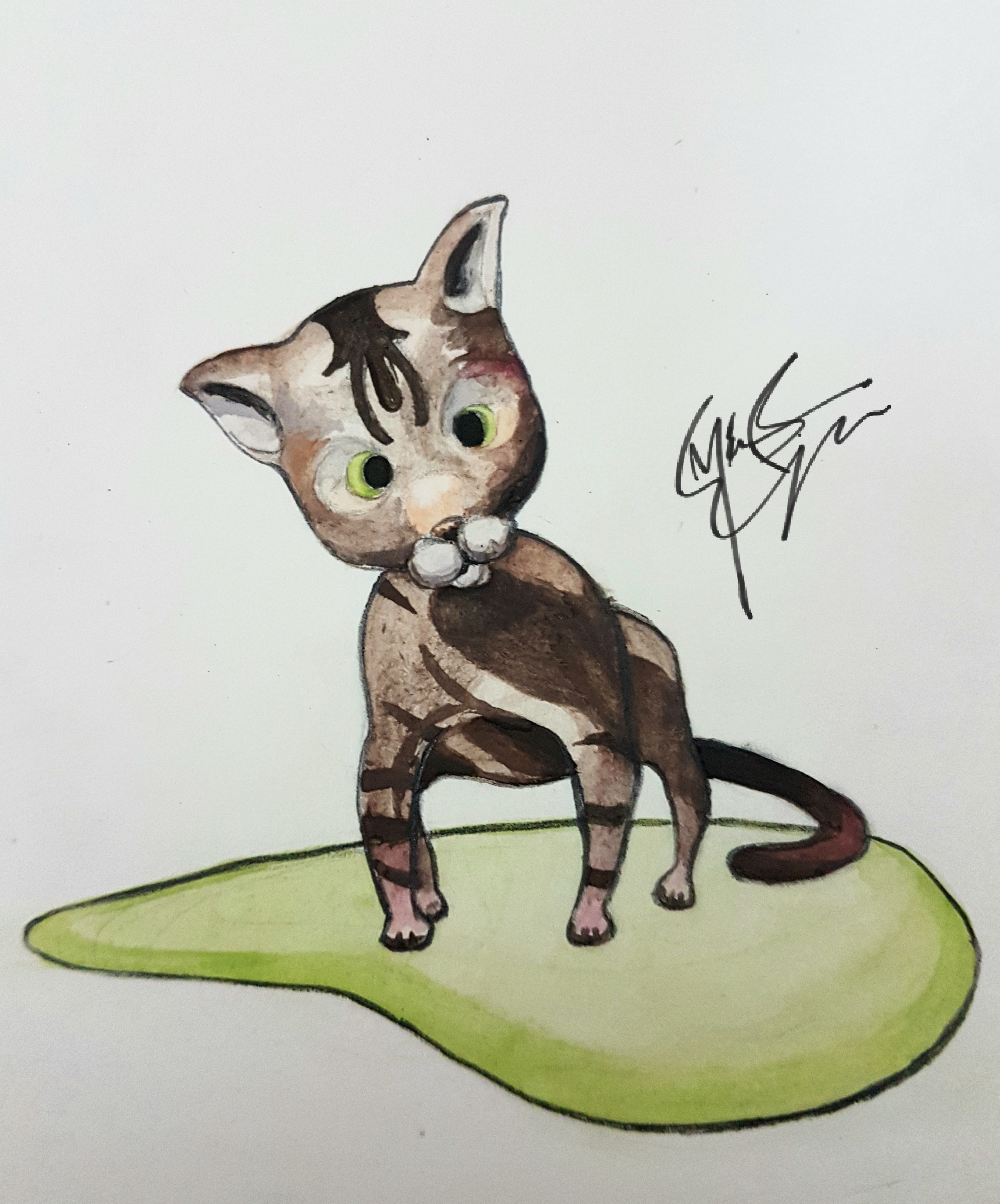 Watercolor drawing of the Lonely Kitten.