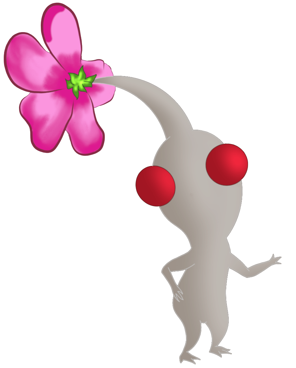 A cute White Pikmin, no background coilor.