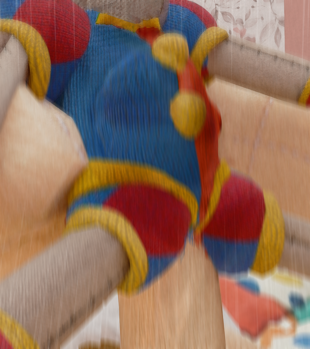 a bulge in Pomni's stomach
