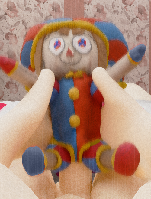 Pomni bouncing up and down on cock