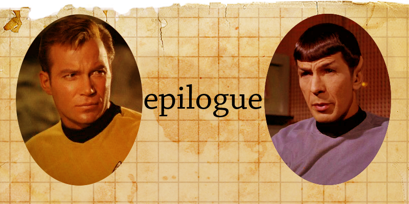 Text reads "epilogue".  Images of Jim and Spock.