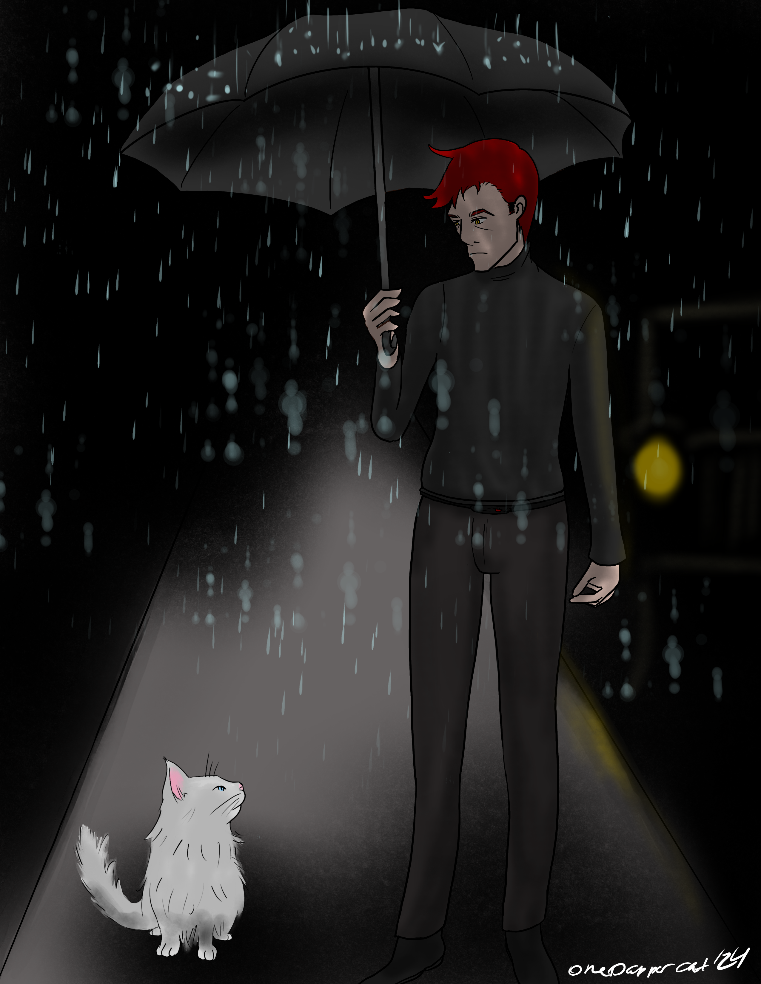 Crowley sheltering the cat