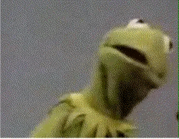 Kermit (yes, the Frog) looking to the side and frowning