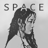 black and white icon of yves formerly from loona with text at the top that says 'space'