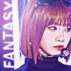 chaewon from le sserafim with horizontal glowing text that reads 'fantasy'