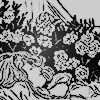 art by luana vecchio of a woman in a flower patch