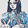 art by luana vecchio of a girl holding a rabbit